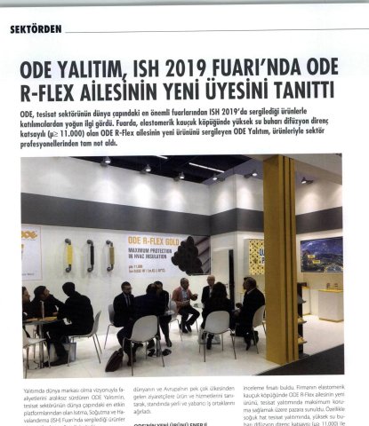  ODE Yalıtım ISH 2019 Fuarı'nda R-FLEX Ailesinin Yeni Üyesini Tanıttı 