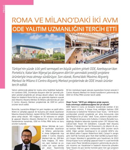 Roma ve Milano'daki İki AVM ODE Yalıtım Uzmanlığını Tercih Etti 