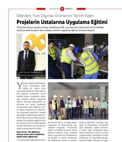  ODE'den Yurtdışında Ürünlerini Tercih Eden Projelerin Ustalarına Uygulama Eğitimi 