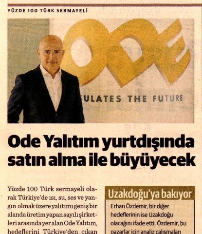  ODE Yalıtım Yurtdışında Satın Alma İle Büyüyecek 