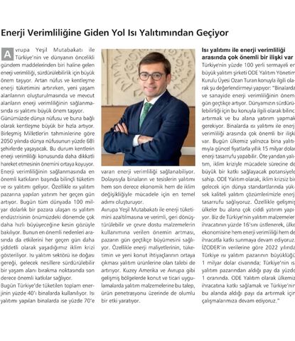ENERJİ VERİMLİLİĞİNE GİDEN YOL ISI YALITIMINDAN GEÇİYOR