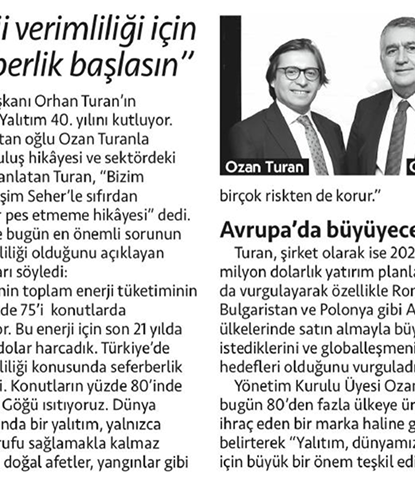 ENERJİ VERİMLİLİĞİ İÇİN SEFERBERLİK BAŞLASIN