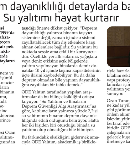 DEPREM DAYANIKLILIĞI DETAYLARDA BAŞLAR : SU YALITIMI HAYAT KURTARIR