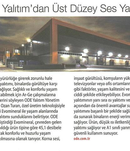 ODE YALITIM'DAN ÜST DÜZEY SES YALITIM