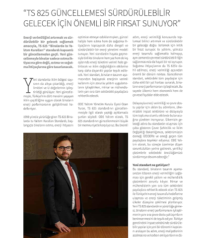 TS 825 GÜNCELLEMESİ SÜRDÜRÜLEBİLİR GELECEK İÇİN ÖNEMLİ BİR FIRSAT SUNUYOR