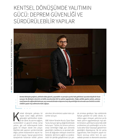 KENTSEL DÖNÜŞÜMDE YALITIMIN GÜCÜ: DEPREM GÜVENLİĞİ VE  SÜRDÜRÜLEBİLİR YAPILAR