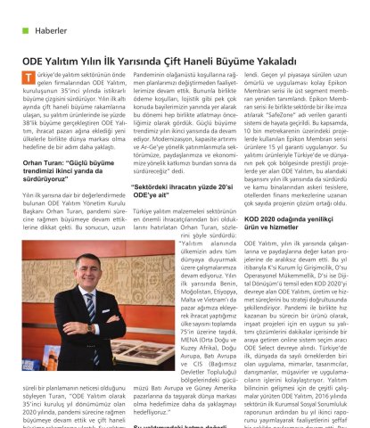  ODE Yalıtım Yılın İlk Yarısında Çift Haneli Büyüme Yakaladı 
