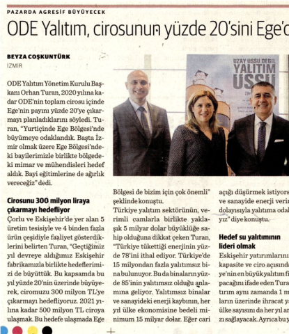  ODE Yalıtım, cirosunun yüzde 20’sini Ege’den sağlamak istiyor 