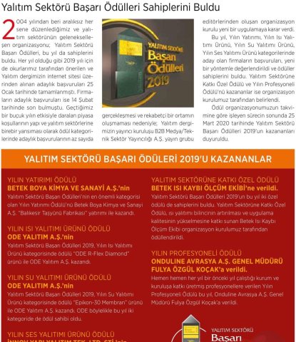  Yalıtım Sektörü Başarı Ödülleri Sahiplerini Buldu 
