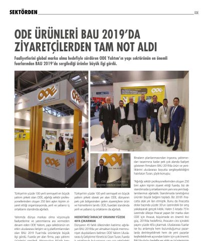  ODE Ürünleri BAU 2019’da Ziyaretçilerinden Tam Not Aldı 
