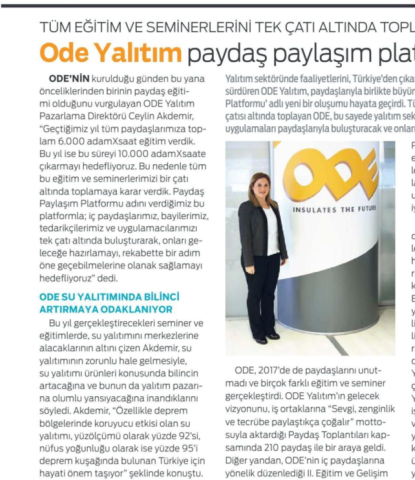  ODE Yalıtım Paydaş Platformu Kuruldu 