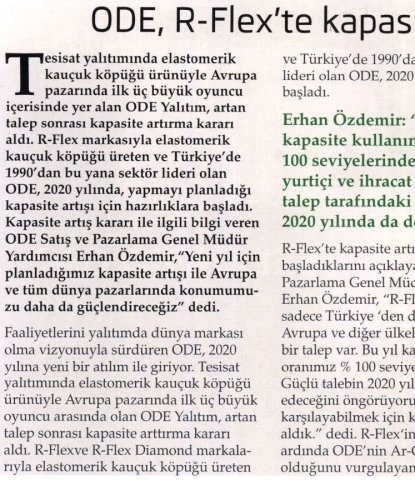  ODE, R-Flex'te Kapasite Artırma Kararı Aldı 