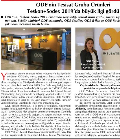  ODE'nin Tesisat Grubu Ürünleri Teskon+Sodex 2019'da Büyük İlgi Gördü 