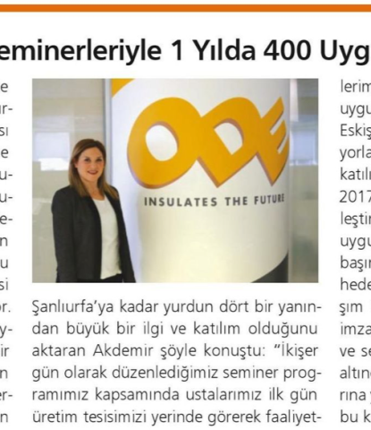  ODE YALITIM, TEKNİK SEMİNERLERİYLE 1 YILDA 400 UYGULAMACIYA ULAŞTI 