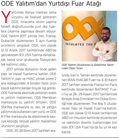  ODE Yalıtım’dan Fuar Atağı 