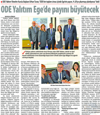  ODE Yalıtım Ege’de payını büyütecek 