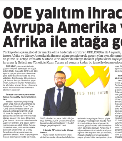  ODE Yalıtım ihracatta Avrupa Amerika ve Afrika ile atağa geçiti 