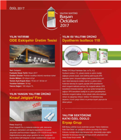 Yalıtım Sektörü Başarı Ödülleri 2017 