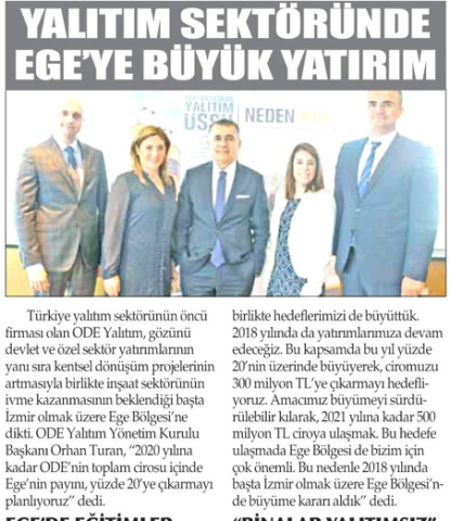  Yalıtım sektöründe Ege’ye büyük yatırım 