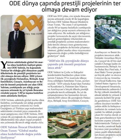  ODE Dünya Çapında Prestijli Projelerinin Tercihi Olmaya Devam Ediyor 